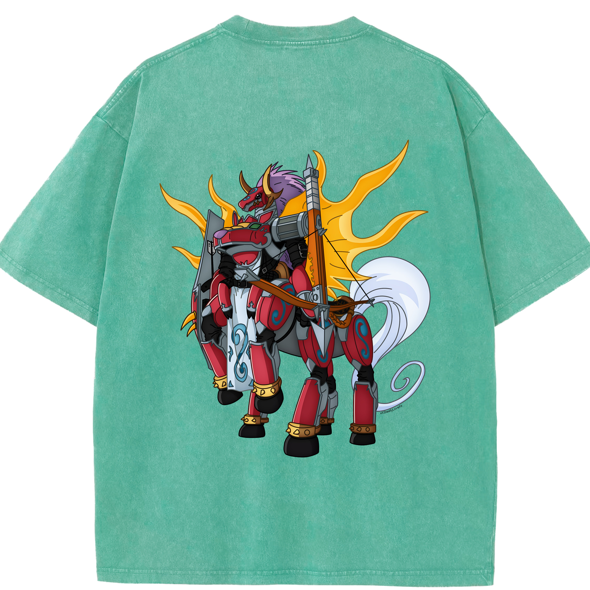 （画像用） Digimon デジタルモンスター/デジモン 綿100% ヴィンテージ風 半袖Tシャツ（背面プリント）